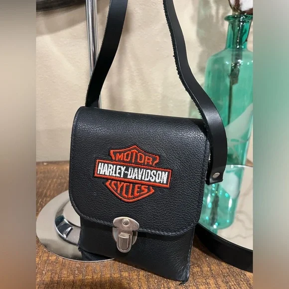 Harley Davidson Leather Crossbody Bag Embroidered - Picture 7 of 9